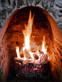 da wärmt so ein schönes Feuer,